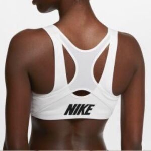 Nike Active Athletic Training Sports Bra White Black Swoosh Cut Out Size XS New